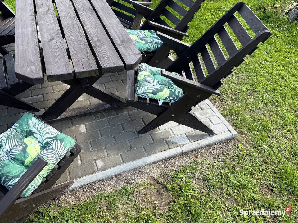 Składane meble ogrodowe drewniane stół 6 krzeseł Radomsko