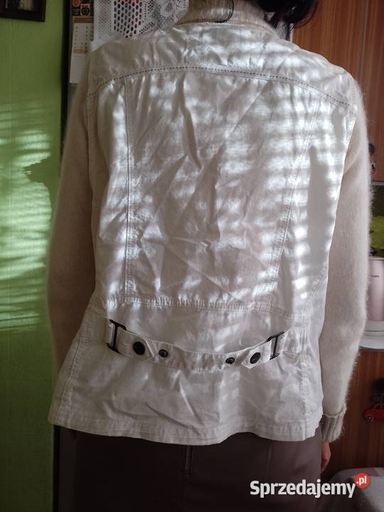 4446XXL3XL Biała dżinsowa kamizelka z patką z małopolskie Kraków