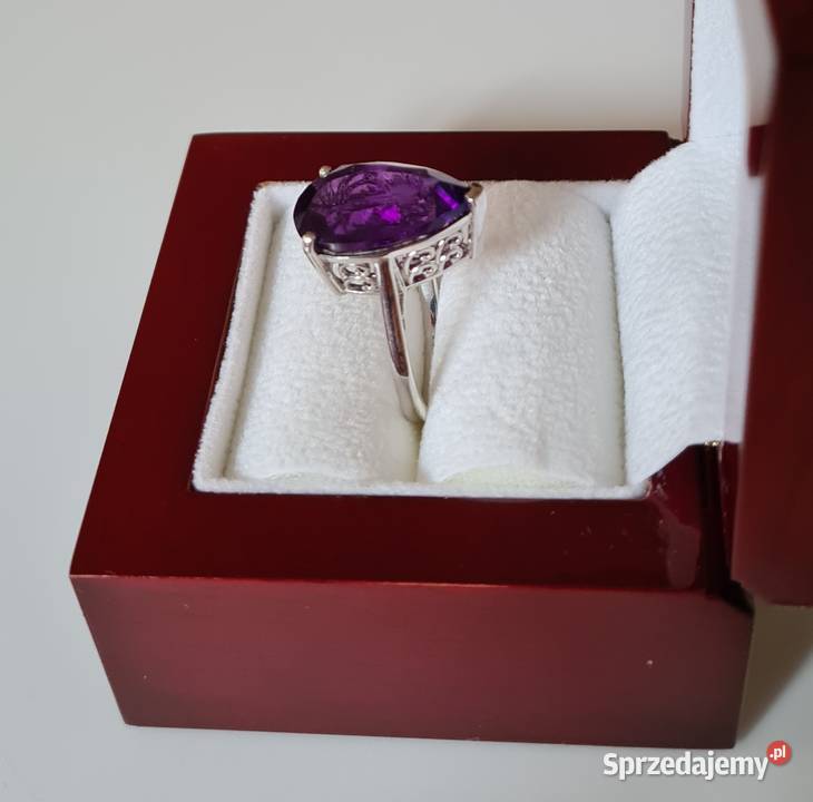 Pierścionek srebro 925 rodowane ametyst mazowieckie Otwock