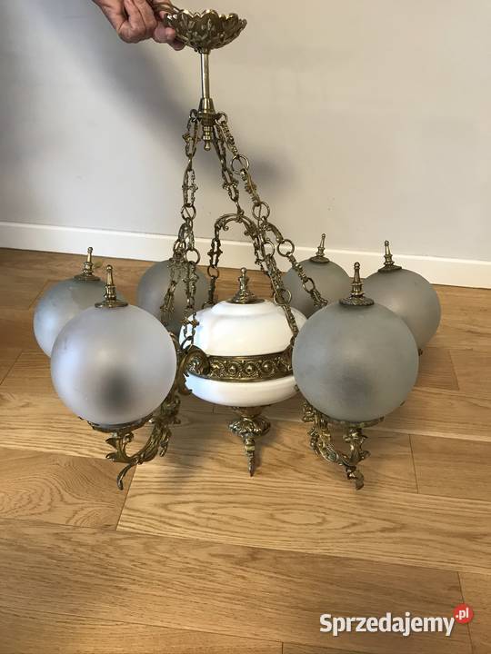 6 cio Ramienny Żyrandol Mosiądz Ceramika Warszawa sprzedam