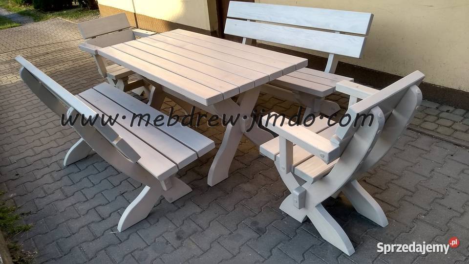 komplet ogrodowy meble ogrodowe stół ławki drewno małopolskie Tokarnia