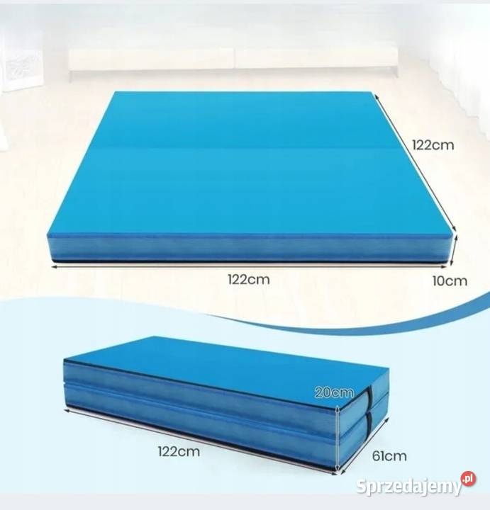 SKŁADANA MATA GIMNASTYCZNA 122x122x10 NIEBIESKA Pozostałe łódzkie Błaszki
