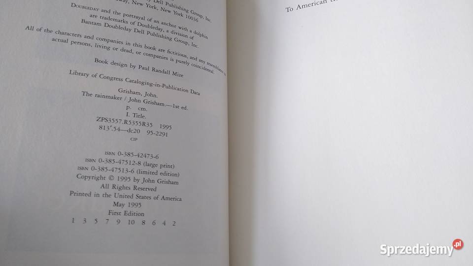 The Rainmaker 1st Edition 1995 by Grisham John Gdańsk