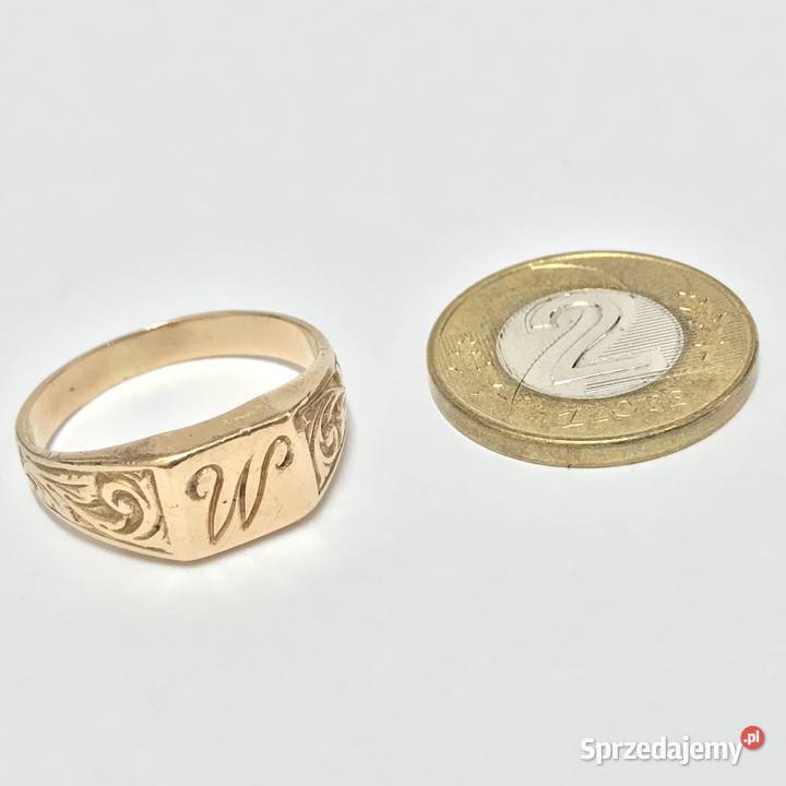 Złoty PIERŚCIONEK z różowego złota litera W 585 mazowieckie Warszawa