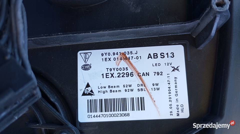 LAMPA LEWY PRZÓD EU 9Y0941035J FULL LED PORSCHE osobowe wielkopolskie Nowy Tomyśl