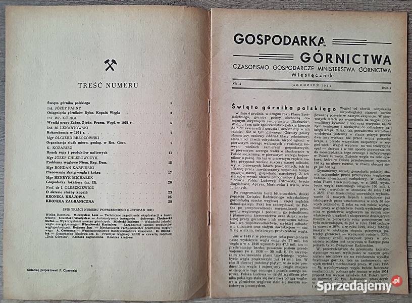 Gospodarka górnictwa 12 1951 r Ostrów Wielkopolski