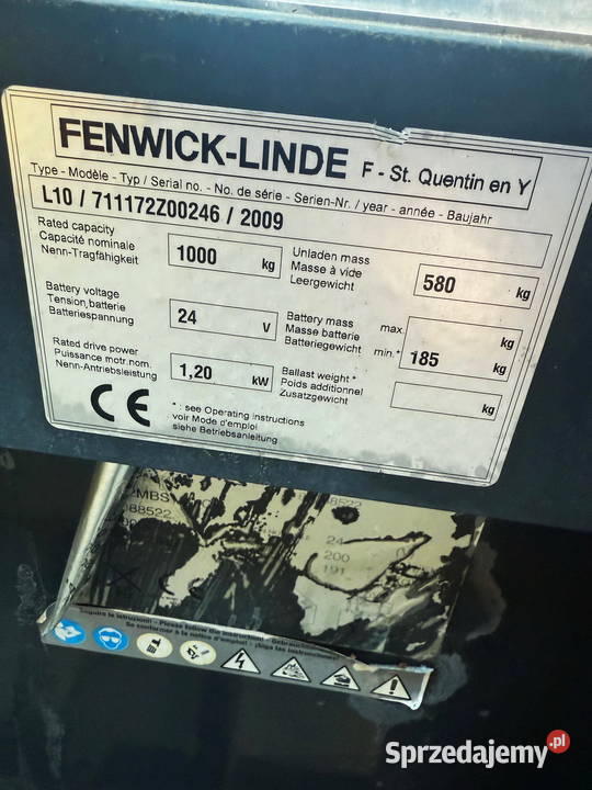 wózek paletowy z masztem LINDE L10 podnoszenie Działoszyn