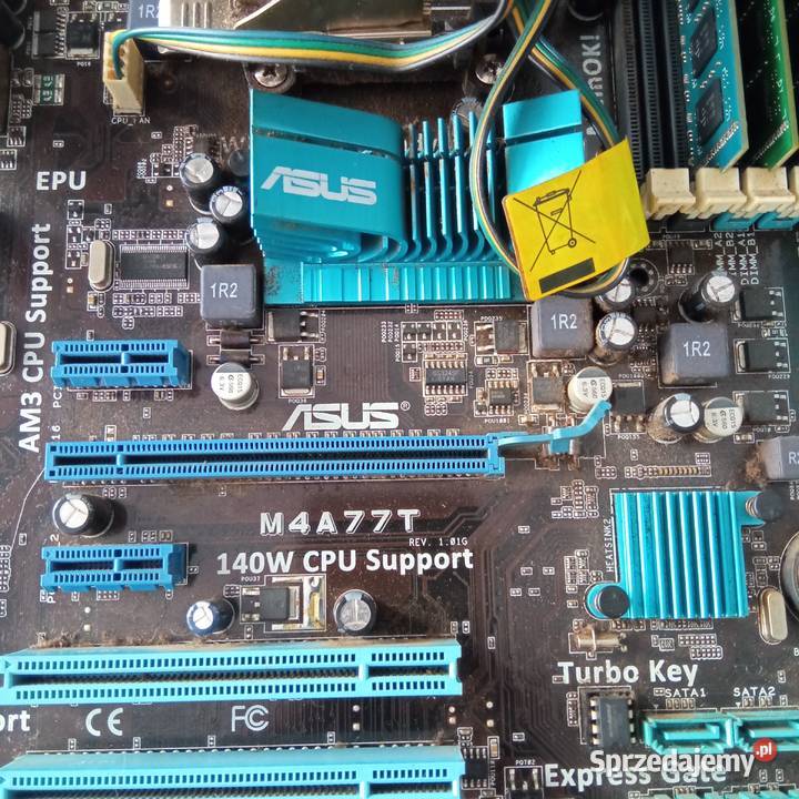 Płyta główna Asus M4A77T plus procesor i 3 x ram Pozostałe Szczecin sprzedam