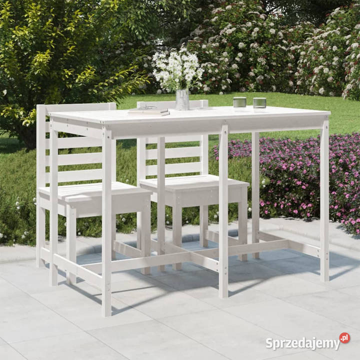 Stolik ogrodowy biały 1595x825x110 lite drewno Warszawa