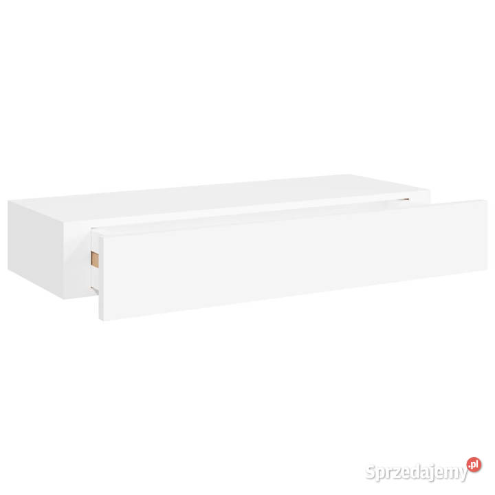 Półka ścienna z szufladą biała 60 x 235 x 10 MDF Warszawa