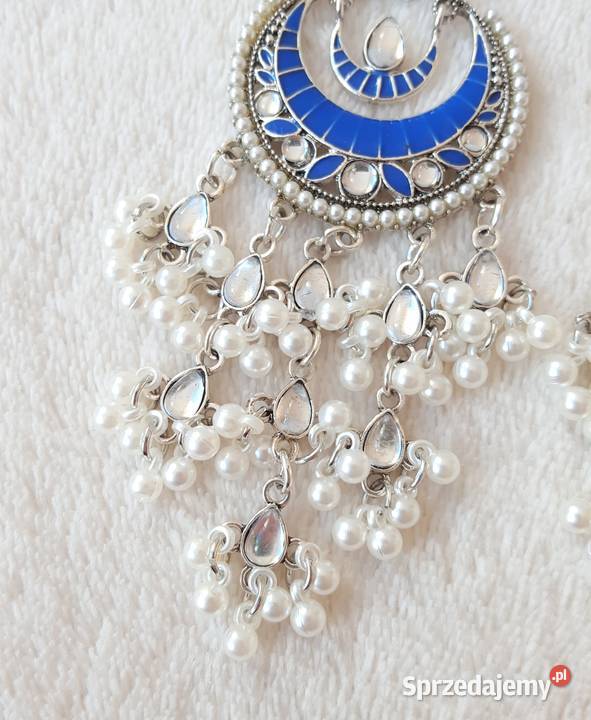 Długie kolczyki niebieski srebrny kolor Szczecin