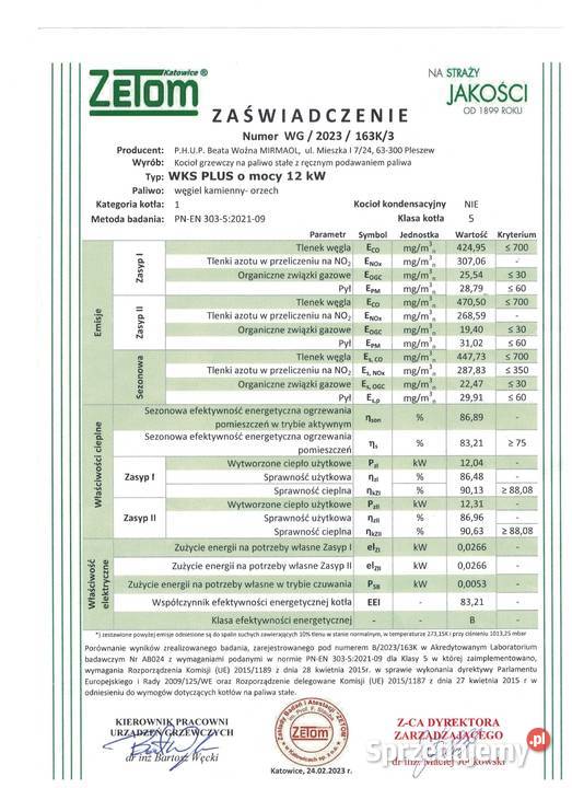 Kocioł co na węgiel WKS PLUS 12 kW Kotły i Piece CO Płock sprzedam