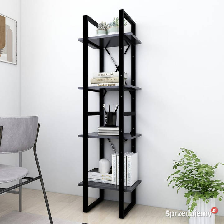 4poziomowy regał na książki szary 40x30x140 mazowieckie Warszawa