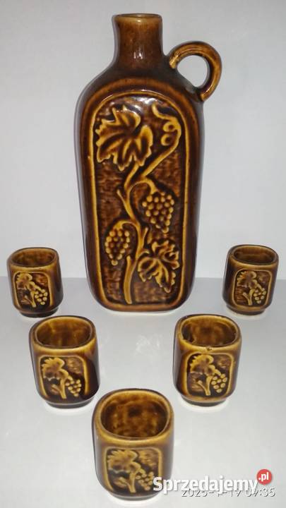 Karafka ceramiczna z kieliszkami kolekcjonera łódzkie Bełchatów