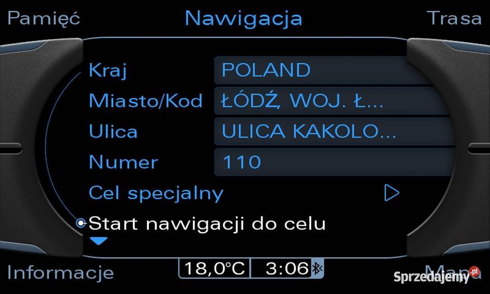Polskie menu lektor AUDI A4 A6 A8 Q5 Q7 MMI 3G Poddębice