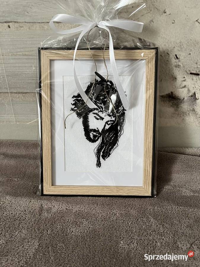 Haftowany Obraz Jezus w koronie cierniowej haft Olsztyn