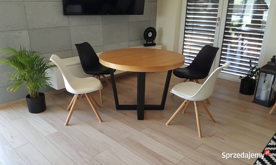 Nowoczesny stół dębowy okrągły rozkładany Loft 5 110cm Stoły, krzesła, biurka Krosno