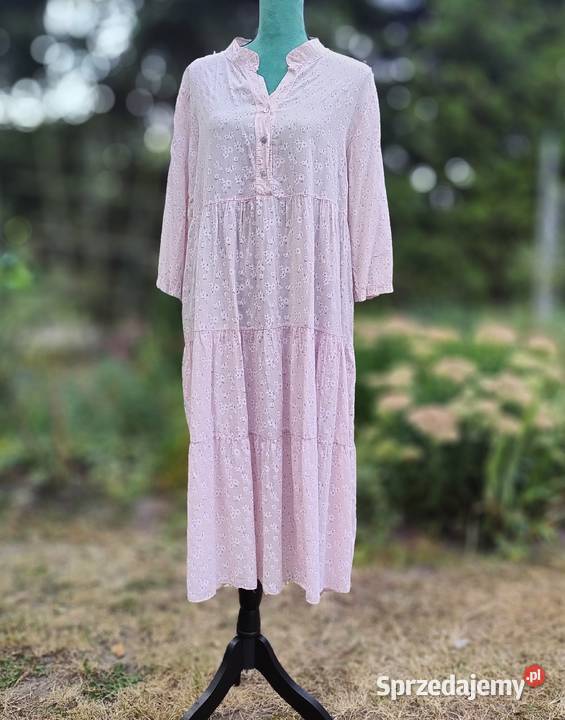 Długa sukienka kwiaty XL 42 bawełna floral luźna Szczecin