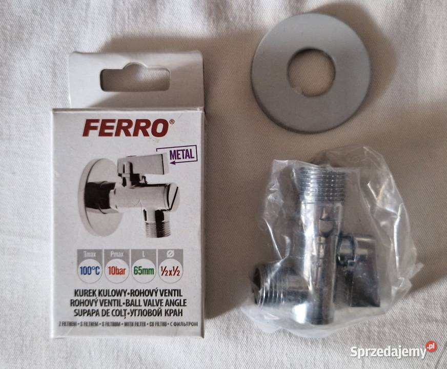 Kurek kulowy kątowy 12x 12z rozetą i filtrem