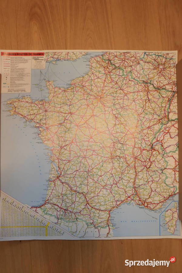 Mapa Francji ścienna - Grandes Routes de France, 1:1.500.000