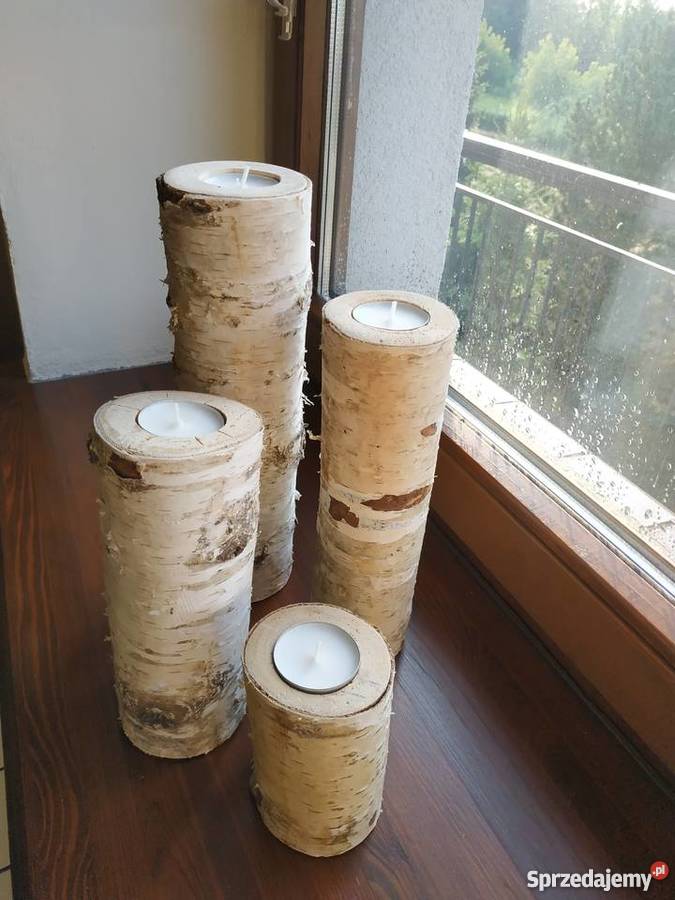 świeczniki z brzozowych pieńków HAND MADE Warszawa