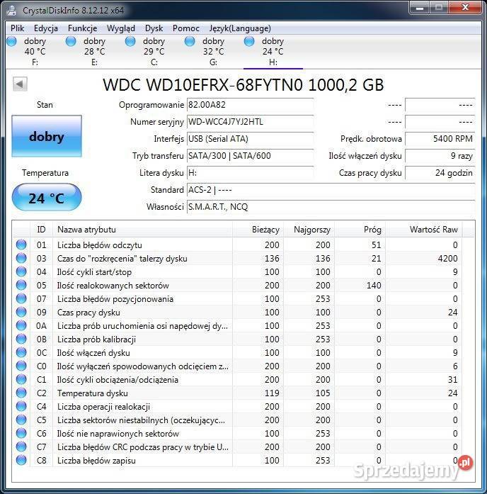 DYSK WD Red NAS 1TB WD10EFRX SATA III 24 godz Tomaszów Lubelski