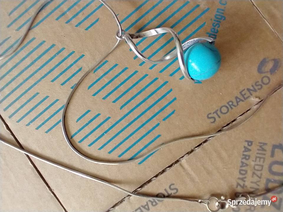 Naszyjnik wisior srebro naturalny kamień turkus łódzkie Łódź sprzedam