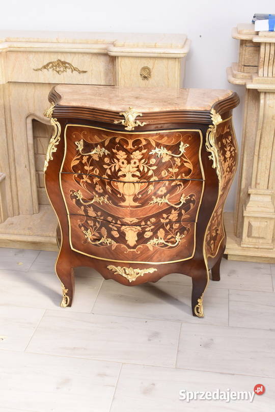 Komoda W stylu Francuskim z intarsją Marmurowy Kraków