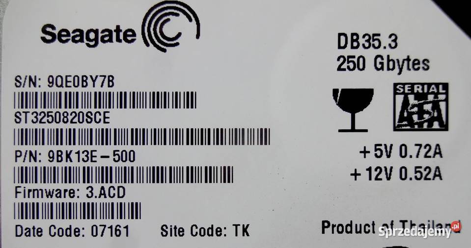 Dysk 250gb do nagrywarek Video Seagate Szczecin