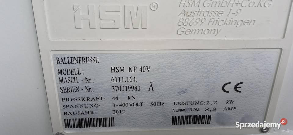 Niszczarka HSM FA 4002 z belownicą HSM KP 40V Łódź