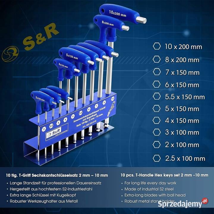 Zestaw kluczy imbusowych sześciokątny 10 2 mm 10 Biłgoraj