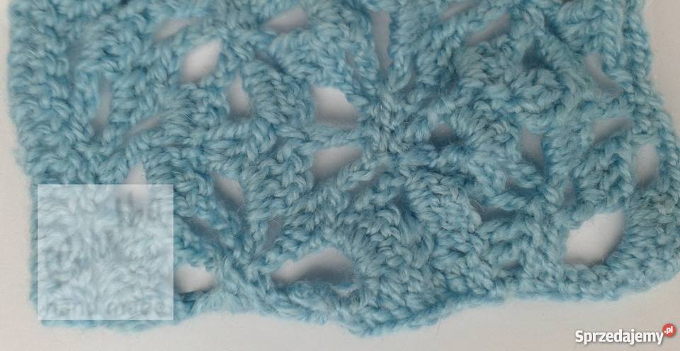 Rękawiczki mitenki niebieskie na szydełku