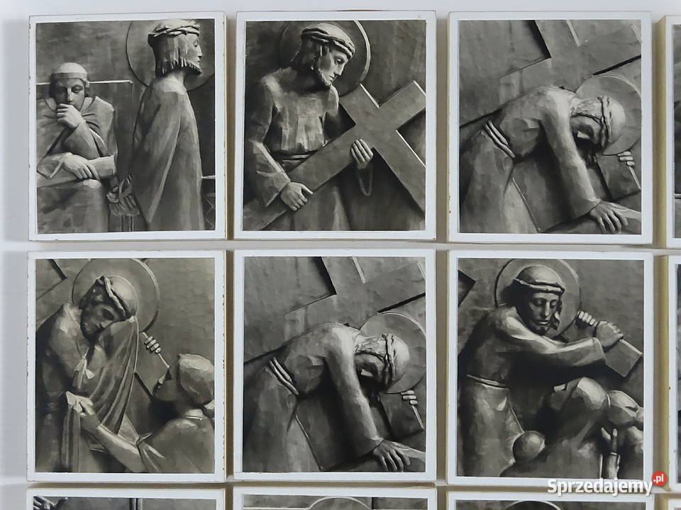 Zestaw 14 Obrazów Drogi Krzyżowej Reprodukcje na Antyki, Sztuka, Kolekcje Biłgoraj