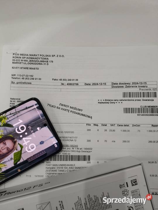 Oppo Reno 12 fs 5g 12512 na Gwarancji bez Blokad Turek