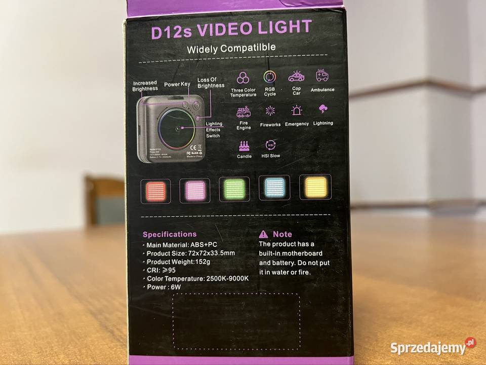 D12S RGB LED Lampa Wideo Fotograficzna Panel Kuklice