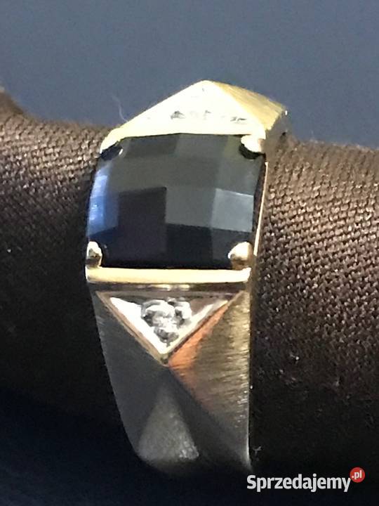Pierścień męski z szafirem i diamentami Warszawa