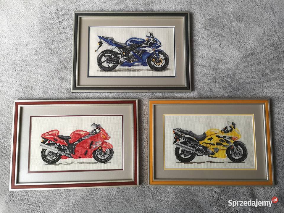 Zestaw obrazów haftowanych Motory Handmade mazowieckie Otrębusy