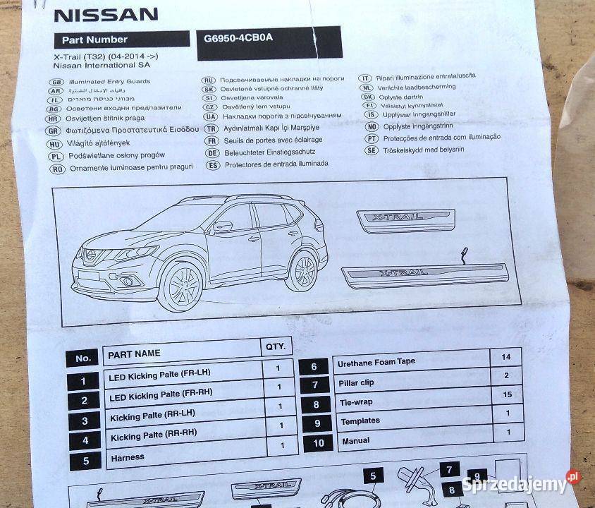 NISSAN X TRAIL T32 PODSWIETLENIE PRÓG LISTWA zachodniopomorskie