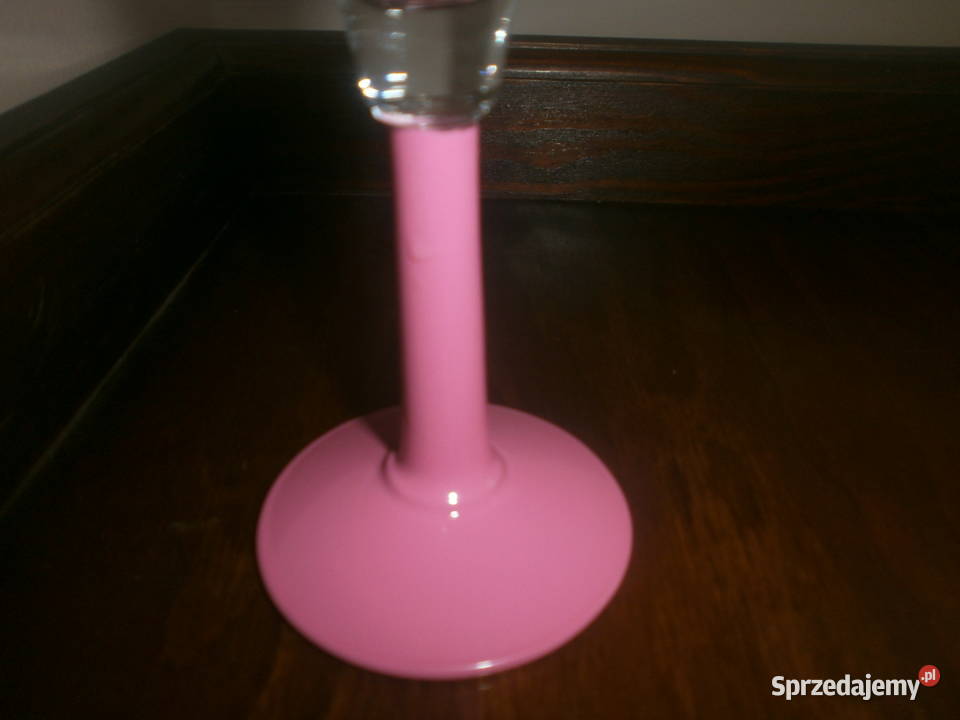 szkło z róową nózką szampanka Ceramika i szkło