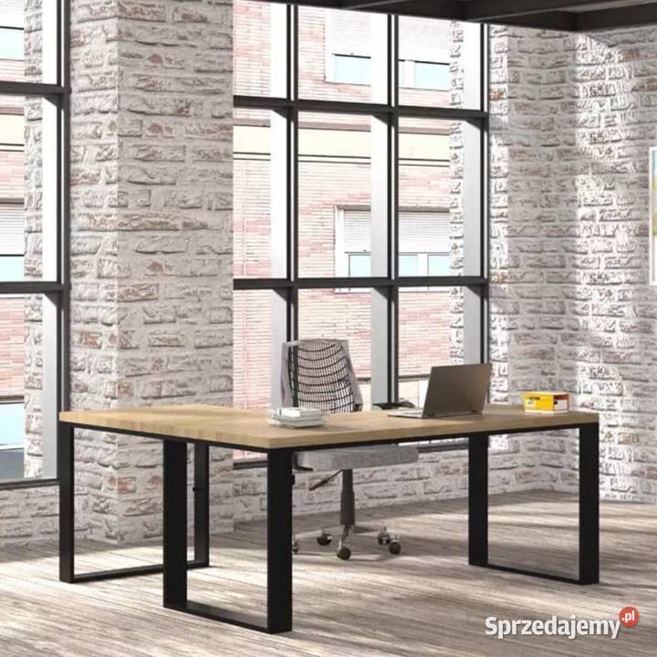 Biurko Narożne z Drewna Dębowego Stalowy Stelaż małopolskie Gdów