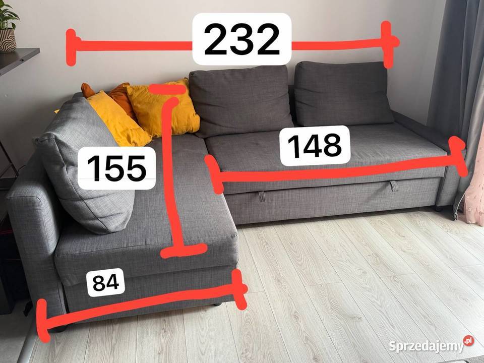 Narożnik szary z funkcją spania małopolskie Kraków