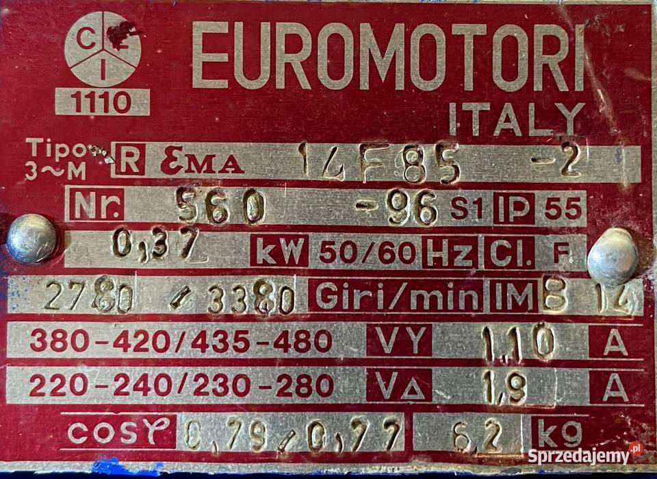 motoreduktor przekładnia 037kW 40obr 3fazowy Pigża