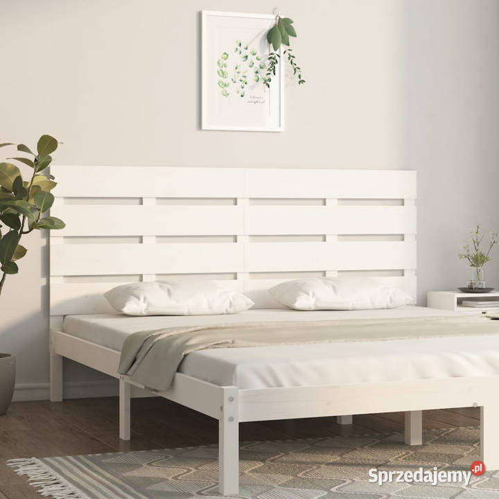 Wezgłowie łóżka białe 160x3x80 lite drewno