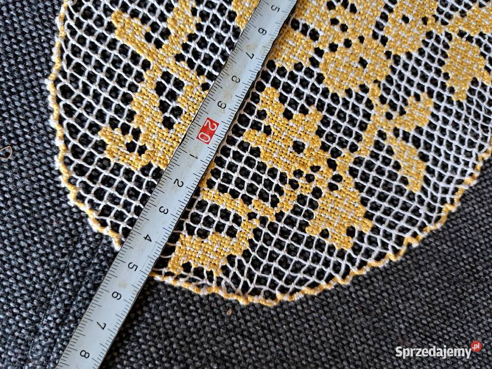 Zestaw 3 serwetek żółtobiałych vintage ecru łódzkie Łódź sprzedam