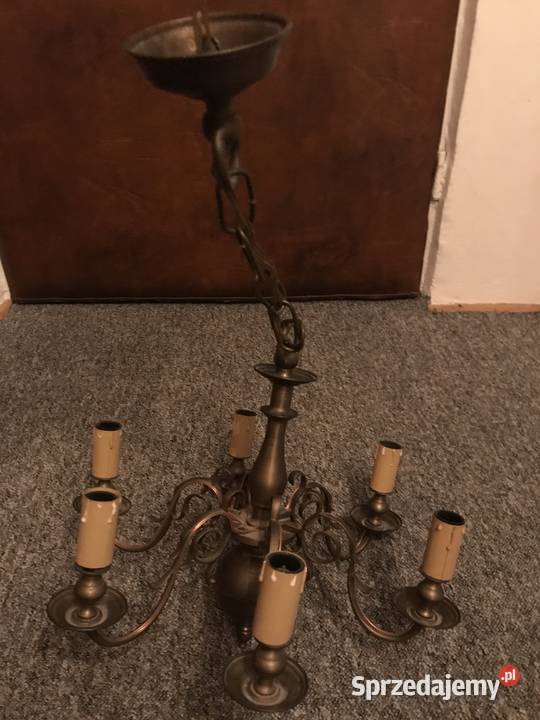 żyrandol wiszący mosiężny 6 ramienny Warszawa