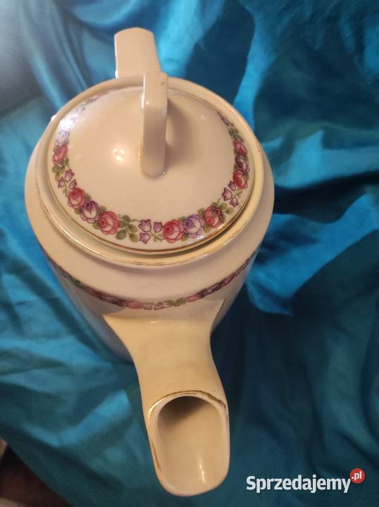 Duży przedwojenny dzbanek biel girlandy Wrocław