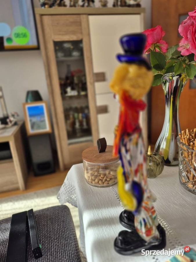 Duża figurka klaun szkło artystyczne Murano śląskie Zawiercie