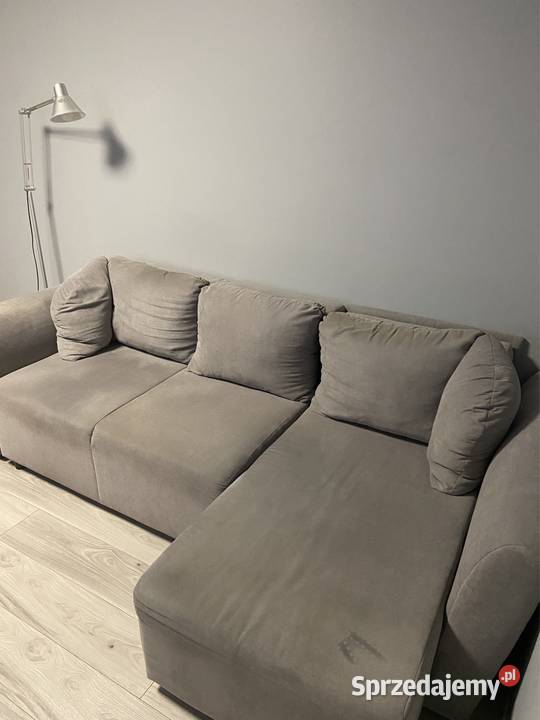 Narożnik szary rozkładana z funkcją spania i