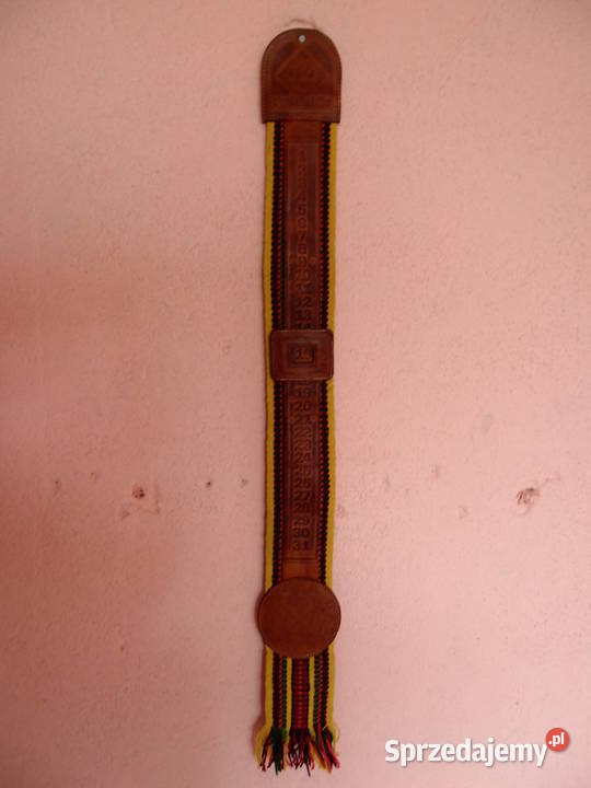 Oryginalny stary skórzany Kalendarz ścienny Łódź