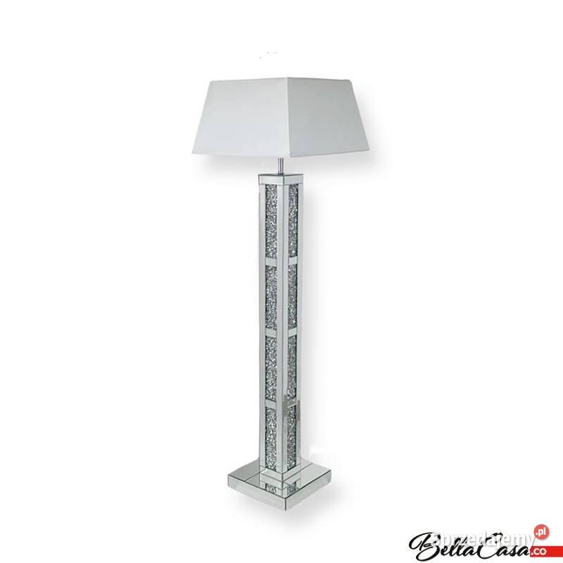 Lampa stojąca glamour dekorowana do salonu odcienie szarości Oświetlenie mazowieckie